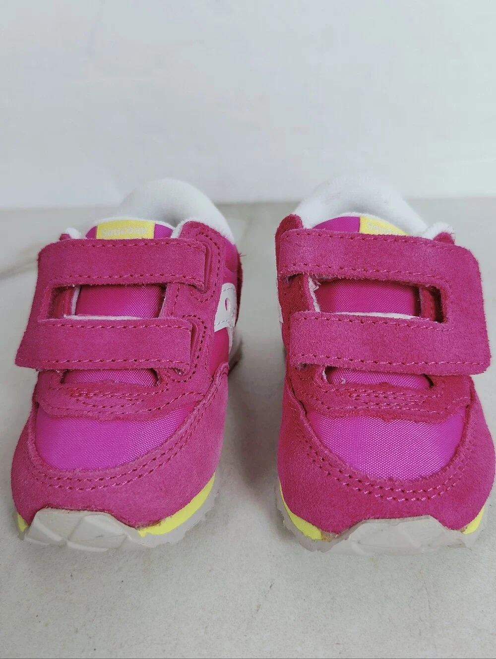 NIB Saucony Baby Jazz Hook & Loop Pink Lime Sneakers, Sz 4